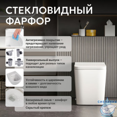 Унитаз приставной импульсный Abber Rechteck AC1212P с сиденьем Soft Close (микролифт) (белый)