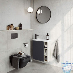 Тумба Aqwella Alba 60 L серый/светлый камень с с раковиной Compact Slim 60