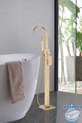 Смеситель для ванны напольный ABBER Wasserfall AF8615G (золото матовое)