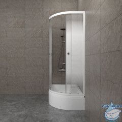 Душевое ограждение Тритон Коралл В L 120x80 профиль белый, стекло лайт Щ0000068951 (с поддоном)