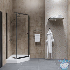 Душевое ограждение Тритон Дека 100x100 профиль черный, стекло прозрачное Щ0000062933 (с поддоном)