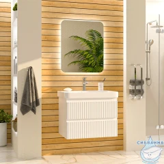 Тумба подвесная Brevita Victory 70 белый матовый с раковиной Dreja Luxury 70