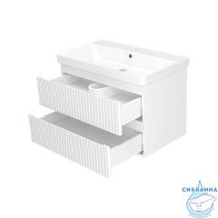 Тумба подвесная Brevita Victory 80 белый матовый с раковиной Dreja Luxury 80