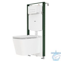 Комплект 3в1: подвесной унитаз, пневматическая инсталляция и клавиша смыва, Бэйсик (Basic), IDDIS, BASBIPA3i73