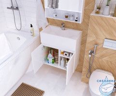 Тумба подвесная с раковиной 1Марка Mira 60П (2 дверки) белый глянец