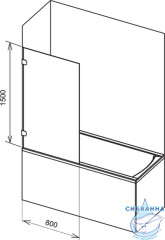 Шторка для ванны Ravak BVS1 80 профиль хром, стекло прозрачное