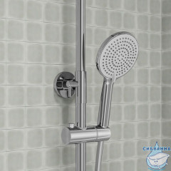 Душевая система с тропическим душем и изливом с термостатом, хром глянцевый, Kero, IDDIS, KERSBSTi06