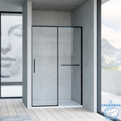 Дверь в нишу Vincea Slim Soft 130 профиль черный, стекло прозрачное VDS-1SS130CLB