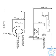 Встраиваемый смеситель с гигиеническим душем Wasserkraft A70338 (никель)