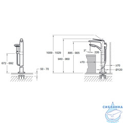 Смеситель для ванны напольный Jacob Delafon Avid E97367-CP