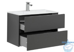 Тумба Aquanet Алвита 80 серый антрацит с раковиной Фортуна 80