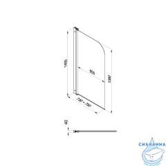 Шторка для ванны Тритон Соло 75х140 профиль хром, стекло прозрачное