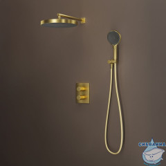 Душевая система с тропическим и ручным душем, с термостатом, матовое золото, Duna, IDDIS, DUNMG0Ti67