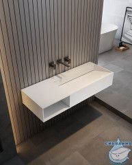 Тумба с раковиной ABBER Stein AS2640-1.0 L подвесная, белая матовая