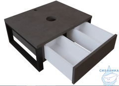 Тумба подвесная 1Marka GRUNGE LOFT 60П (1 ящик) Бетон темно-серый с раковиной Sanita Luxe Инфинити 60