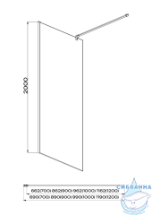 Душевое ограждение Aquatek Walk in 120х200 AQ WIW 12020BL профиль черный, стекло прозрачное 