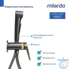 Встраиваемый смеситель с гигиеническим душем Milardo Лип LEAGM00M08 (графит)