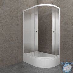 Душевое ограждение Тритон Коралл В L 120x80 профиль белый, стекло лайт Щ0000068951 (с поддоном)