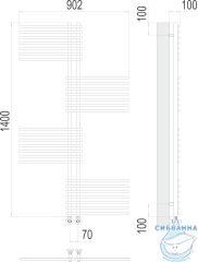 Полотенцесушитель водяной Terminus Европа П28 7х140 (нижнее подключение)