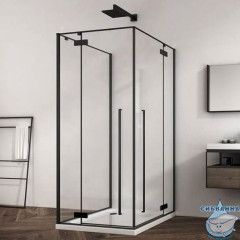 Душевое ограждение ABBER Eins  AG06099B 90x90 профиль черный, стекло  прозрачное (без поддона)