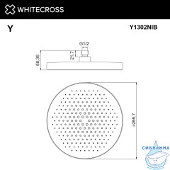 Верхний душ WHITECROSS D=27 см Y1302NIB (брашированный никель)