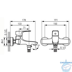Смеситель для ванны Ferro Tiga VerdeLine BTG1VL (хром)
