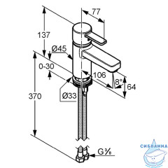 Смеситель для раковины Kludi Zenta 382510575 (без донного клапана)