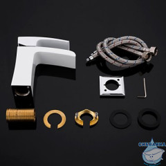 Смеситель для раковины Gappo G1007-30 (без донного клапана) (хром/белый)