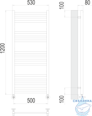 Полотенцесушитель водяной Terminus Грета П15 50х120 (нижнее подключение)