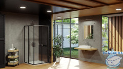 Душевое ограждение Ravak Blix BLSRV2-90 профиль чёрный стекло прозрачное X1LM70300Z1 (без поддона)