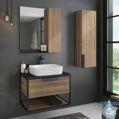 Тумба подвесная Comforty Кёльн 75 дуб темный с раковиной Comforty T-Y9378
