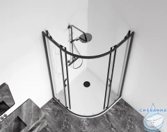 Душевое ограждение Bas Cube R-100-C-B 100x100 профиль черный, стекло прозрачный (без поддона)