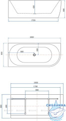 Акриловая ванна Aquanet Family Elegant L 180x80 (белый/черный матовый)