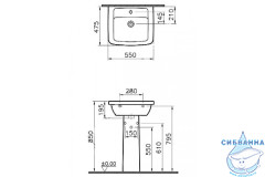 Раковина c пьедесталом 55 см Vitra Form300 9602B003-7650