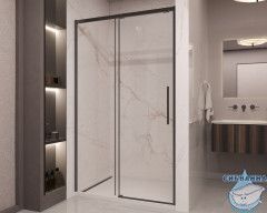 Дверь в нишу Vincea Stella 140 профиль черный, стекло прозрачное VDS-1ST140CLB