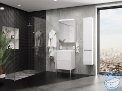 Тумба подвесная Акватон Стоун 60 белый с раковиной Миранда 60 1A231401SX010