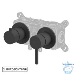Смеситель скрытого монтажа на 2 потребителя WHITECROSS Y Y1242BL (черный мат)
