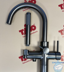 Смеситель для ванны напольный Timo Saona 2310/18Y-CR с аксессуарами (черноезолото)