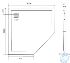 Поддон из литьевого мрамора Bas Эссентия 100x100 pnt черный 