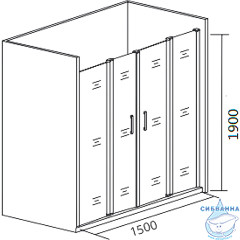 Дверь в нишу Bas Cofe WTW-TD-150-C-CH профиль хром, стекло прозрачное