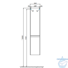 Шкаф-колонна Акватон Лондри 34 белый глянец 1A236203LH010