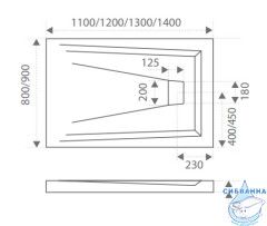 Поддон из литьевого мрамора Bas Атриум 140х90 ЛП00005