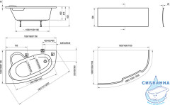 Акриловая ванна Ravak Asymmetric 150x100 L с ножками