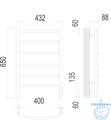 Полотенцесушитель электрический Terminus Классик П6 40х65 (сатин)