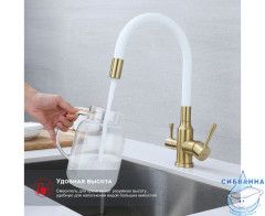 Смеситель для кухни Raglo R81.64.03 (сатин золотой/белый)