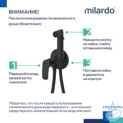 Встраиваемый смеситель с гигиеническим душем, черный матовый, Rora, Milardo, RORBLR0M08,