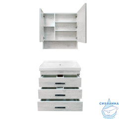 Тумба напольная Comforty Никосия 80Н дуб белый с раковиной Fest 80