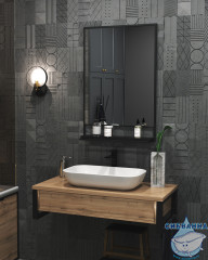 Зеркало 1Marka Grunge Loft 60  см, черный матовый