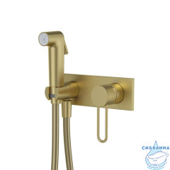 Встраиваемый смеситель с гигиеническим душем с защитным клапаном, матовое золото,  Duna, IDDIS, DUNMGV0i08