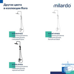 Смеситель для ванны с верхним душем, графит, Rora, Milardo, RORGM4FM06